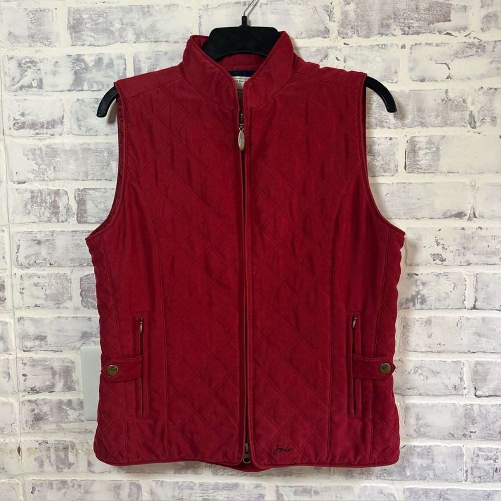 Joules Women's Size 8 Red Vest Quilted Double Zip Up Equestrian Old Money